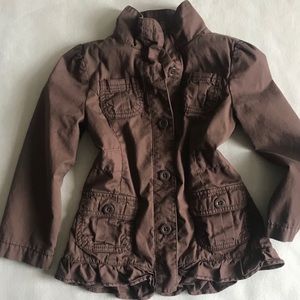 Gymboree Girls Ruffles and Bow Brown Jacket